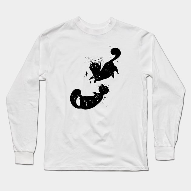 Kawaii Cute Black Cats Long Sleeve T-Shirt by cellsdividing